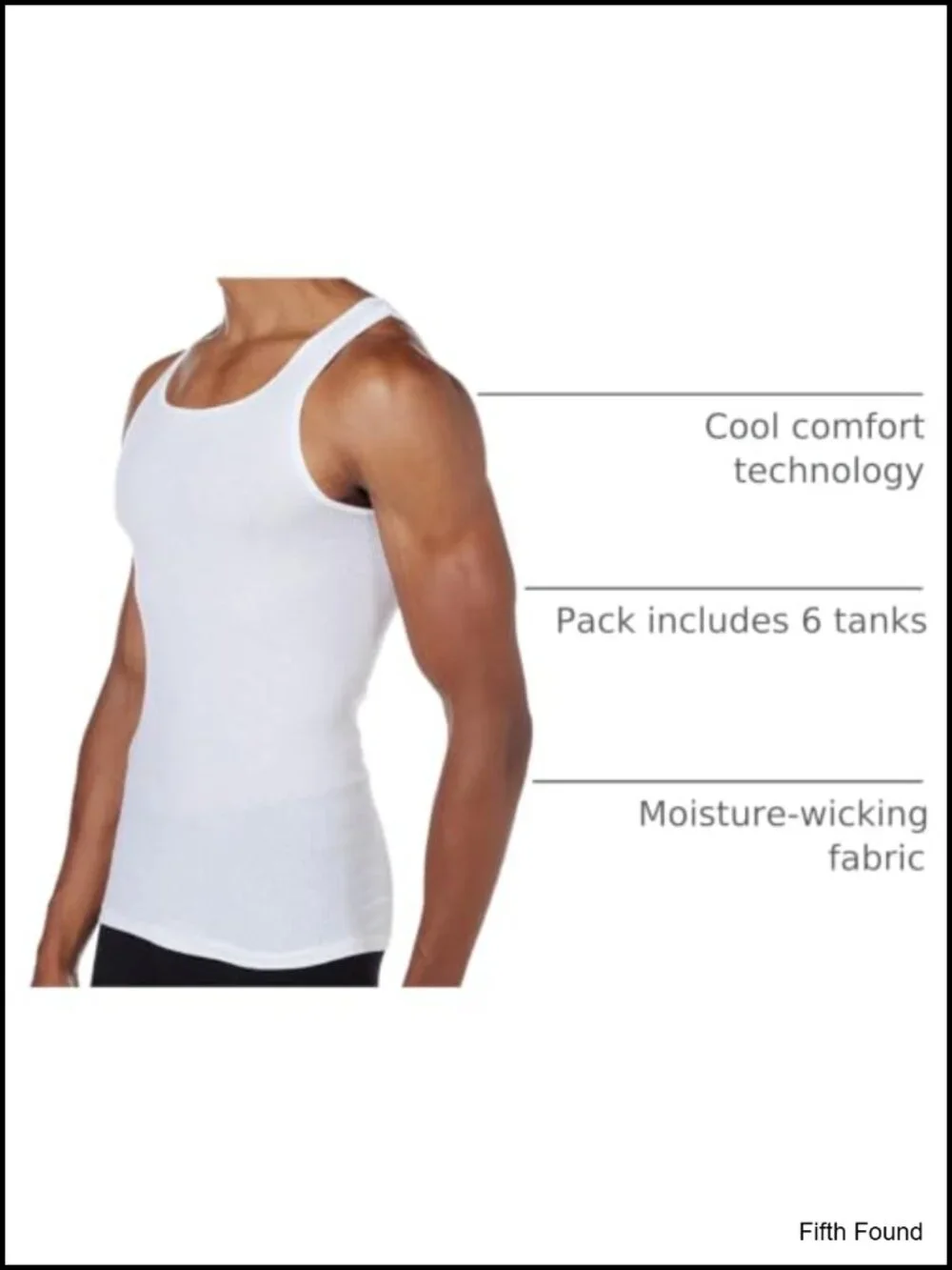 Men's Cotton Tank Undershirt 6-Pack Moisture-Wicking Breathable Sleeveless